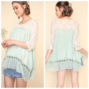 Springtime In The City Lace Sleeve Blouse